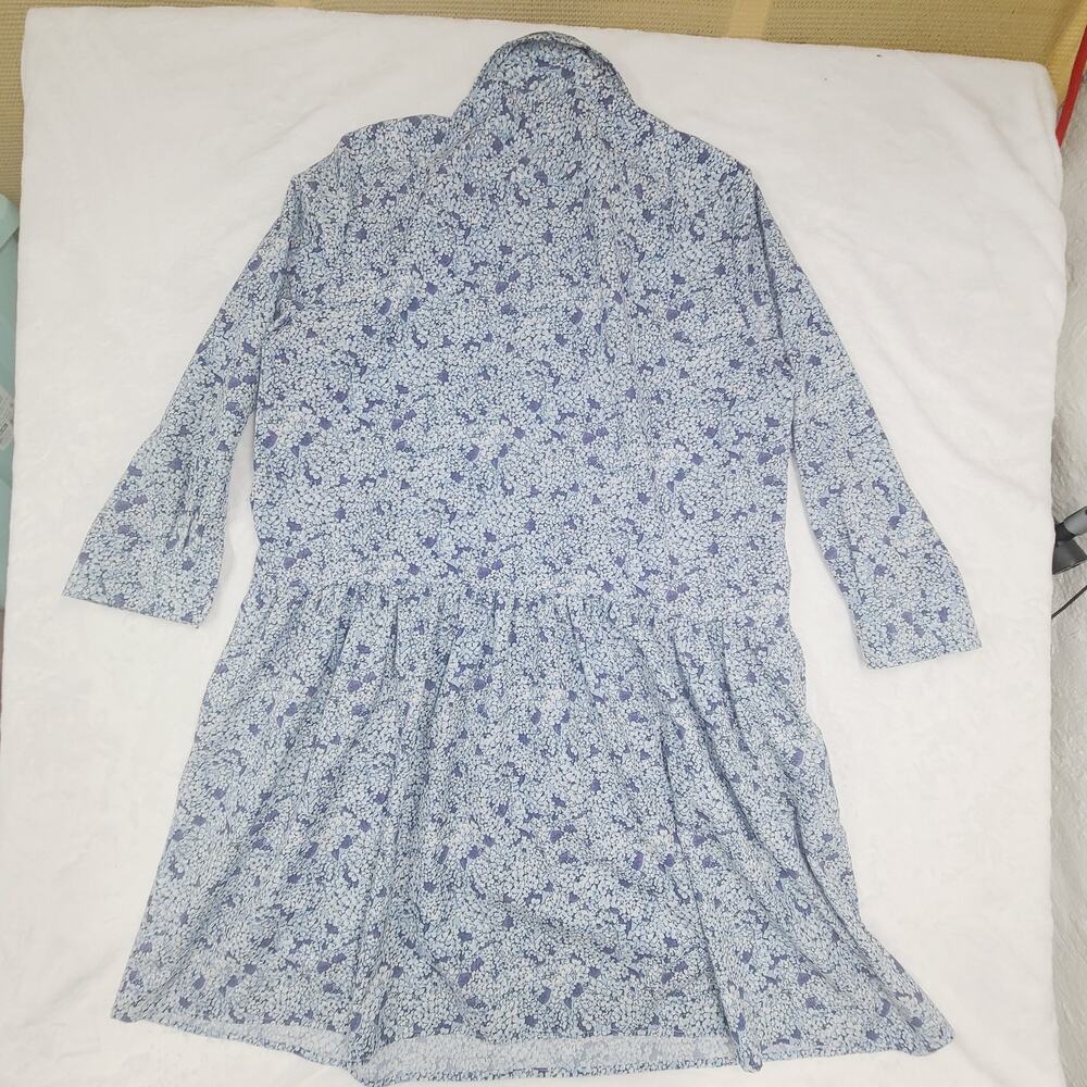Tuckernuck Floral Dress XL Blue White Shirt Dress Preppy Cottagecore - Picture 2 of 10